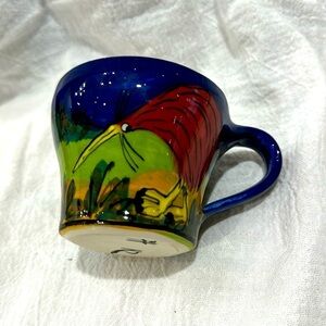 Hand painted rooster espresso coffee mug signed by artist eclectic coffee mug